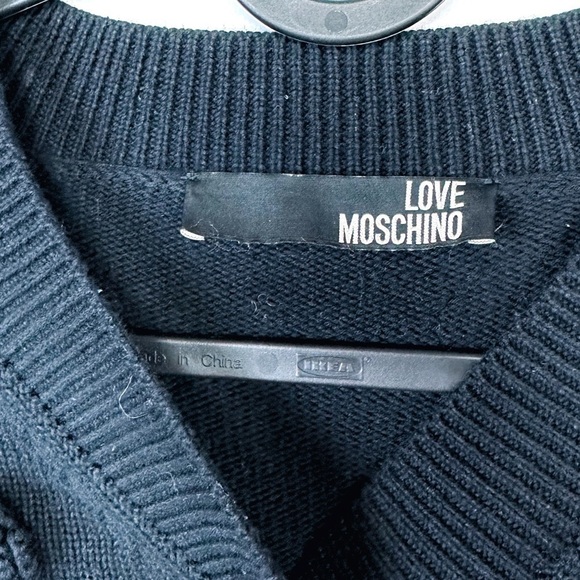 Moschino Floral Knit Cardigan Cotton Black Short Jacket 3/4 Sleeve size 4 US - Picture 2 of 12